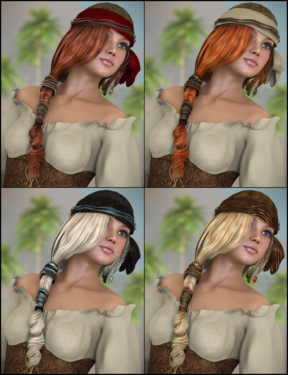 Colors for Piratess Hair by: goldtassel, 3D Models by Daz 3D