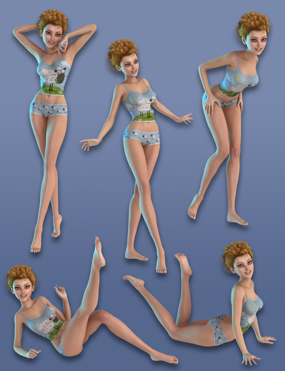 Capsces Flirtatious Poses for Aiko 6 by: Capsces Digital Ink, 3D Models by Daz 3D