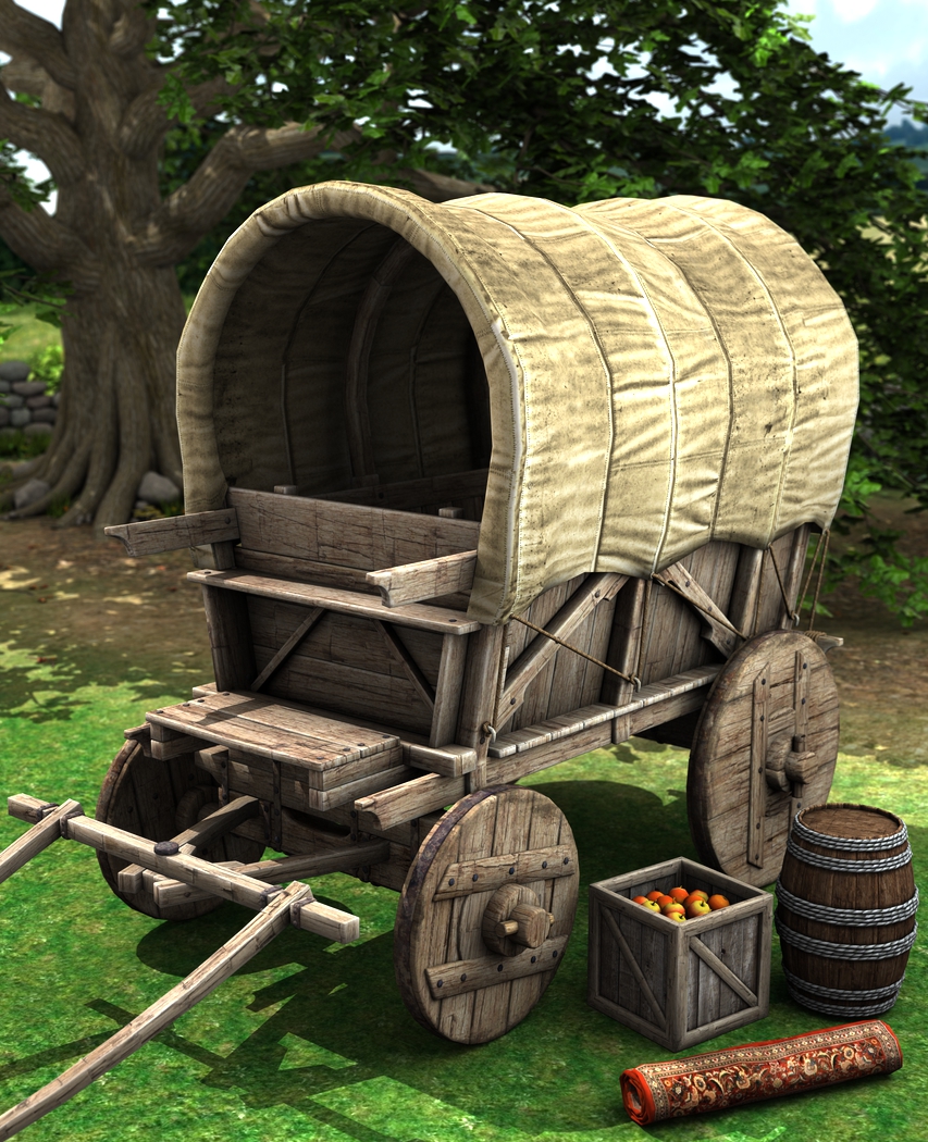 Medieval Wagon by: Merlin Studios, 3D Models by Daz 3D