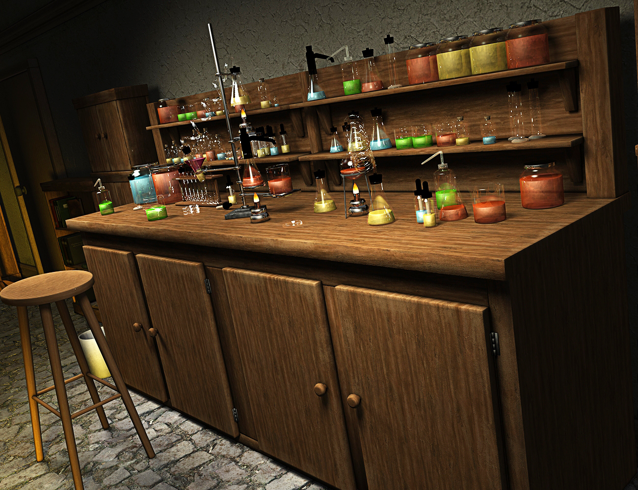 The Mad Chemistry Lab - Chemistry Set by: ARTCollaborationsNeilV 1, 3D Models by Daz 3D
