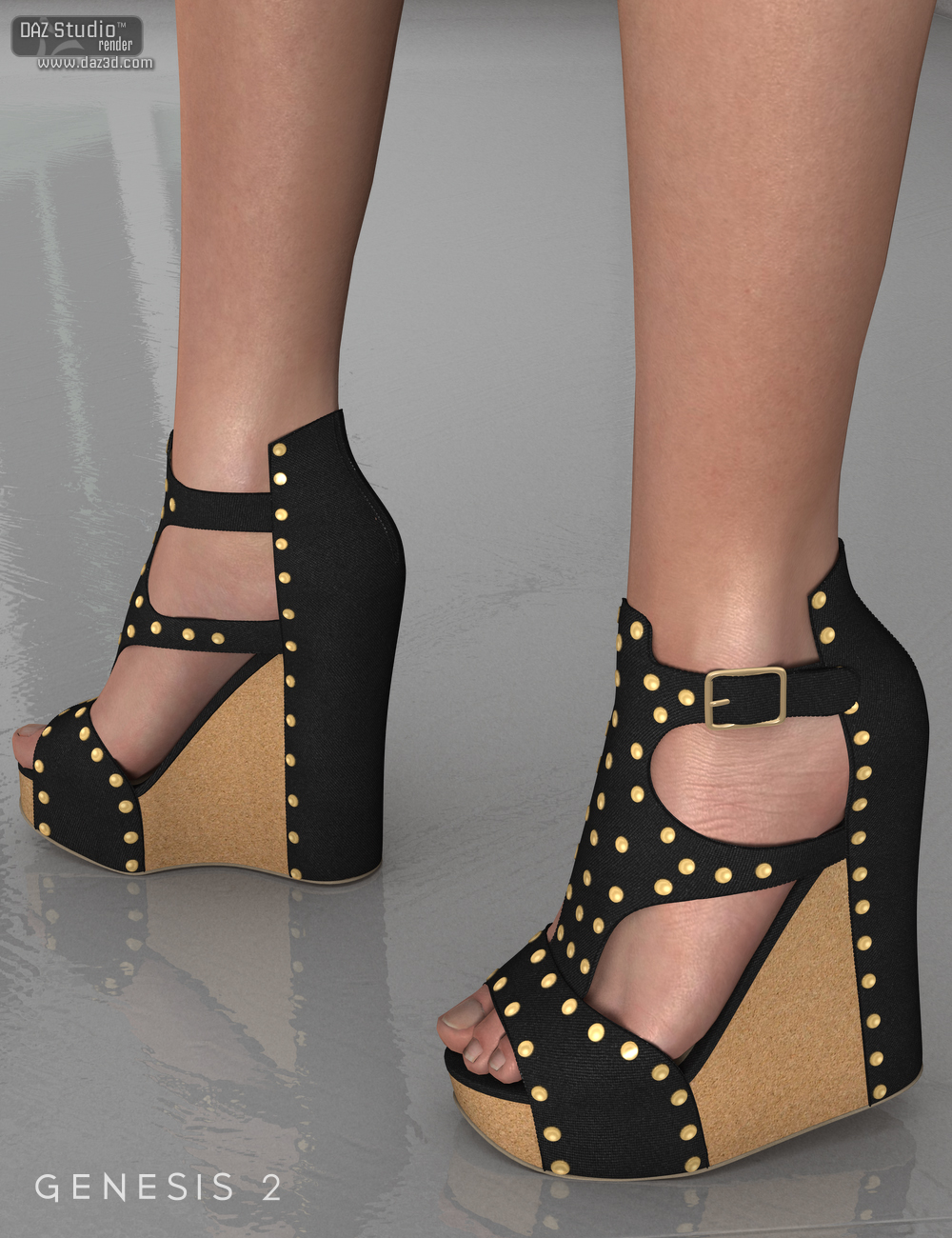 Summer Wedges for Genesis 2 Female(s) by: Nikisatez, 3D Models by Daz 3D