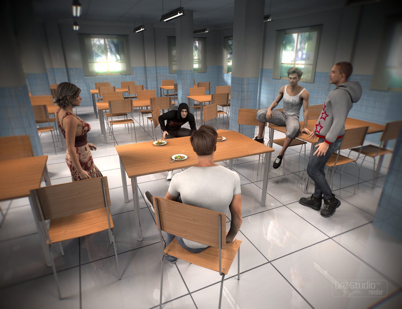 Cafeteria Eating Area Cafeteria Eating Area by: , 3D Models by Daz 3D