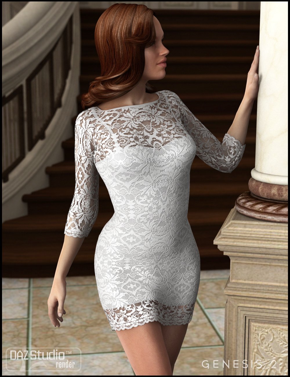 Classy Classic Dress for Genesis 2 Female(s) by: Nikisatez, 3D Models by Daz 3D