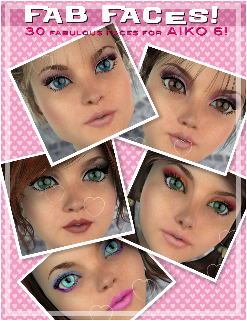 Fab Faces for Aiko 6 by: 3DCelebrity, 3D Models by Daz 3D