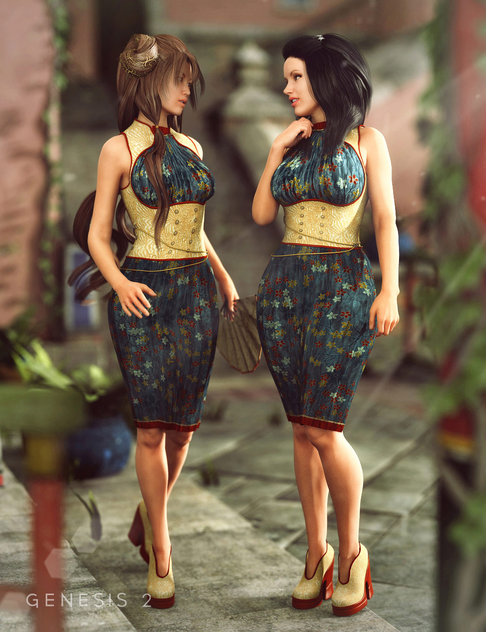 Cherry Blossom Dress for Genesis 2 Female(s) by: SarsaXena, 3D Models by Daz 3D