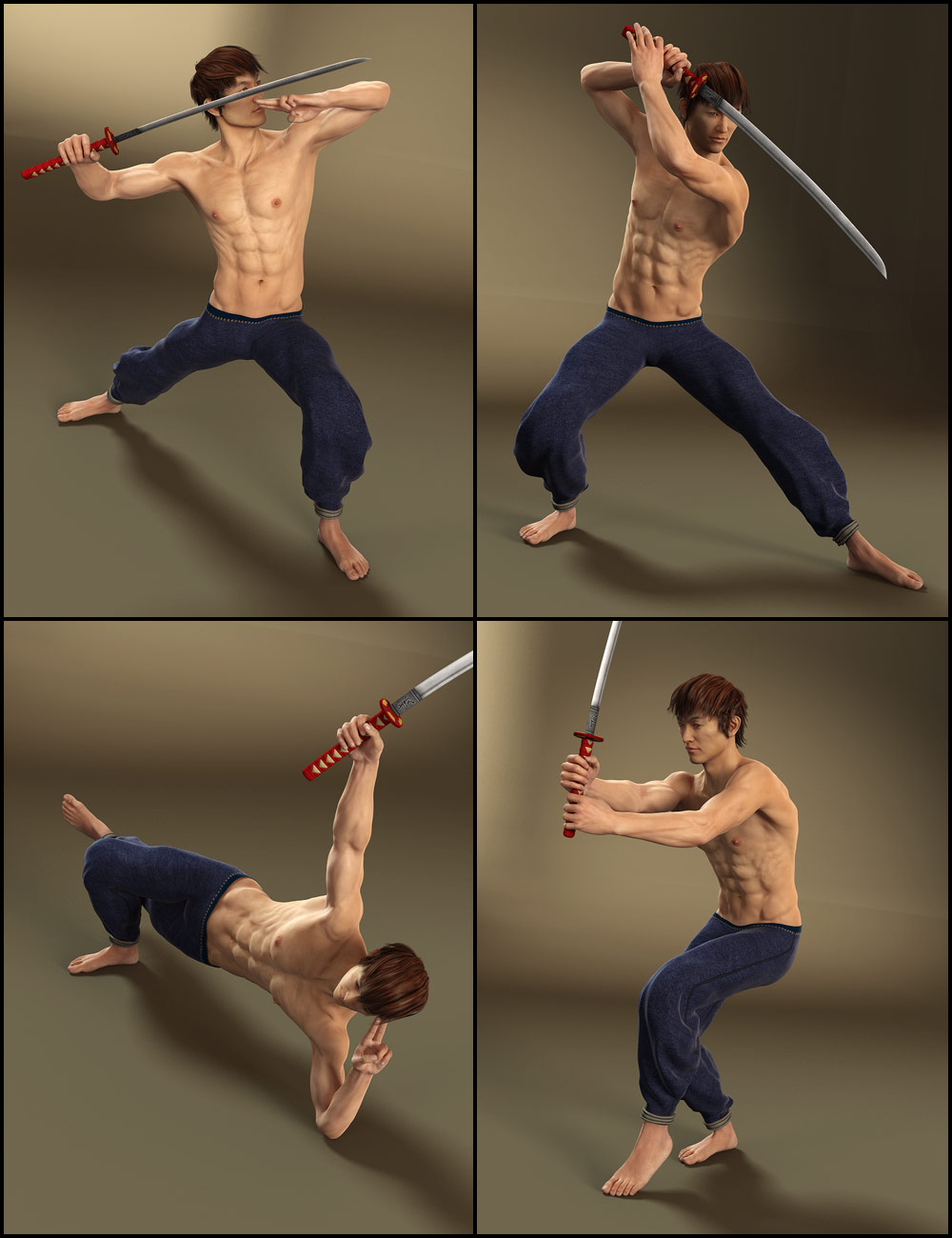 Lee 6 Sword Poses by: Val3dart, 3D Models by Daz 3D