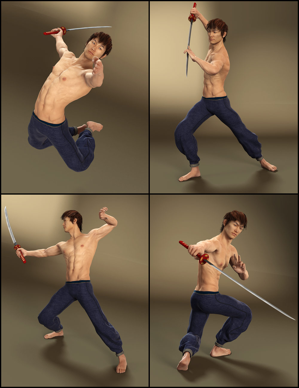 Lee 6 Sword Poses by: Val3dart, 3D Models by Daz 3D