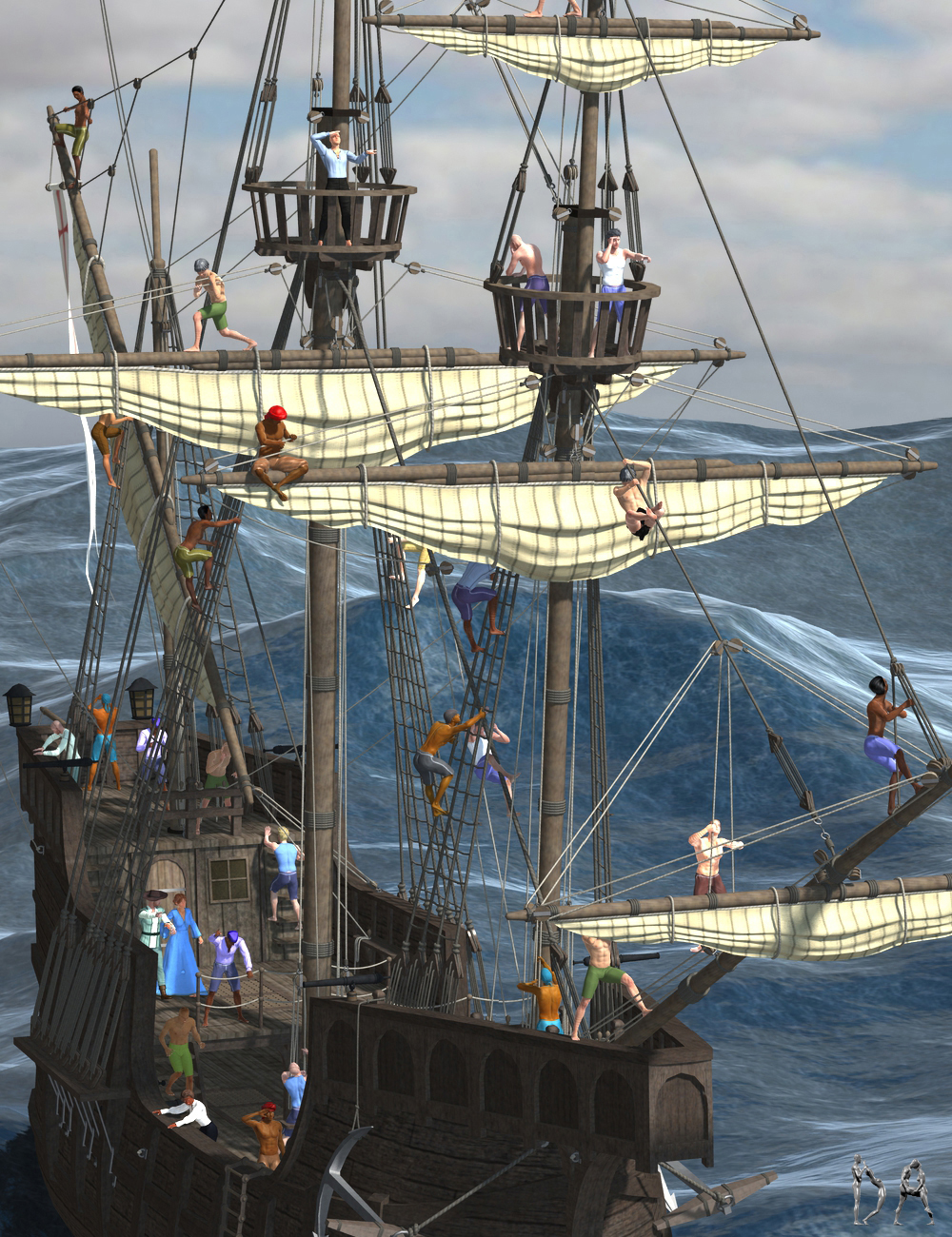 Merchant Crew Action by: Don Albert, 3D Models by Daz 3D