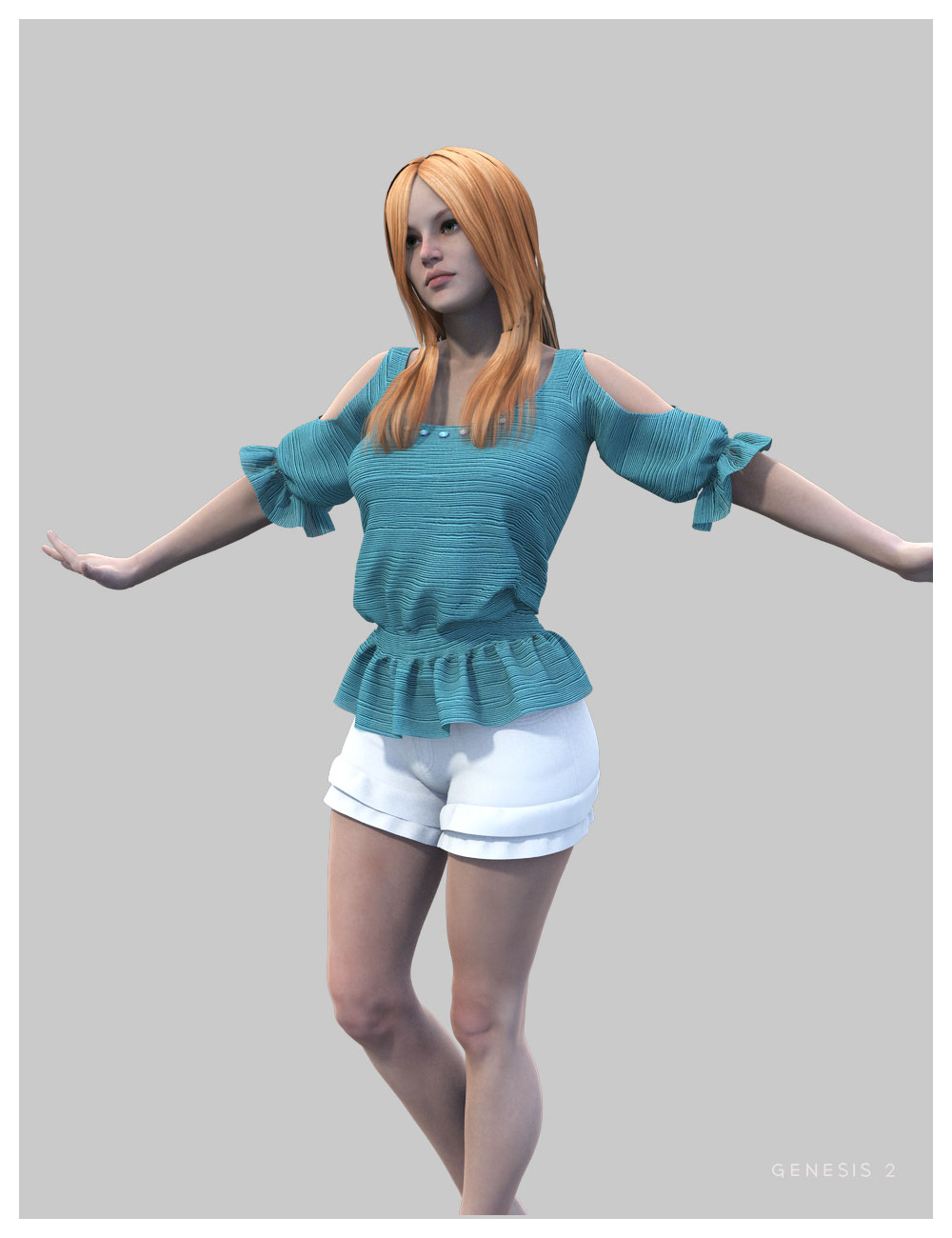 Young Shirt For Genesis 2 Female(s) by: Cute3D, 3D Models by Daz 3D