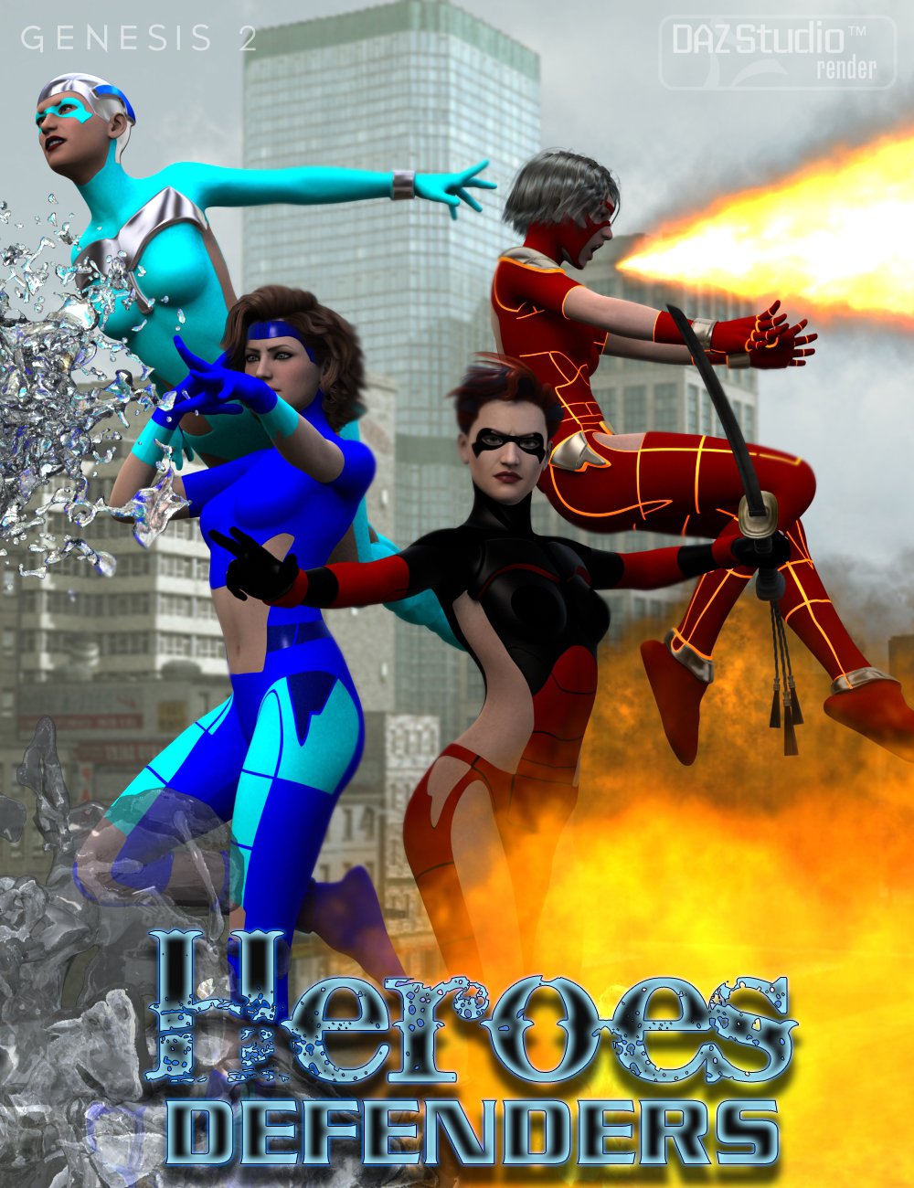 Heroes Defenders Poses for Genesis 2 Female(s) by: Muscleman, 3D Models by Daz 3D
