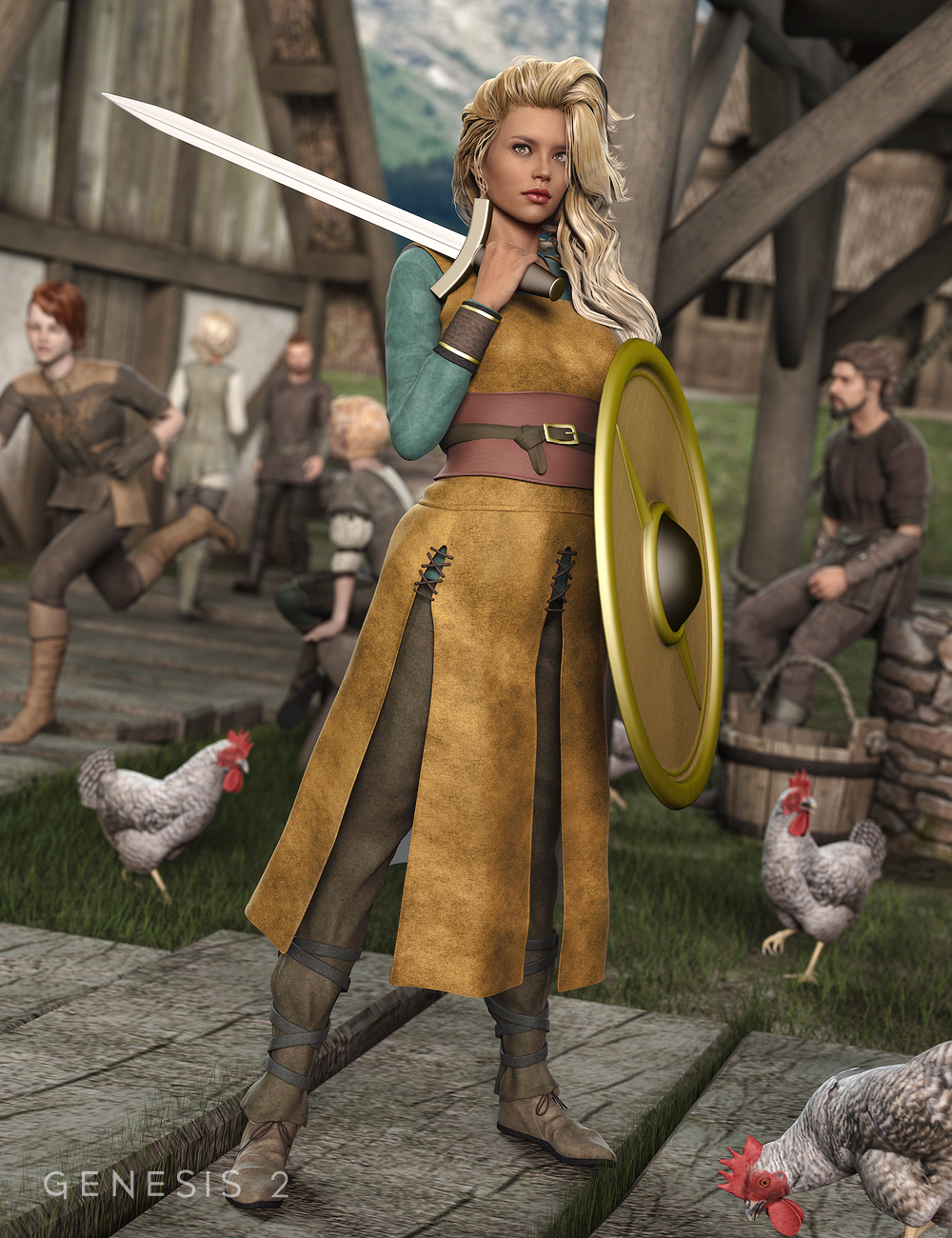 Shieldmaiden for Genesis 2 Female(s) by: Ravenhair, 3D Models by Daz 3D