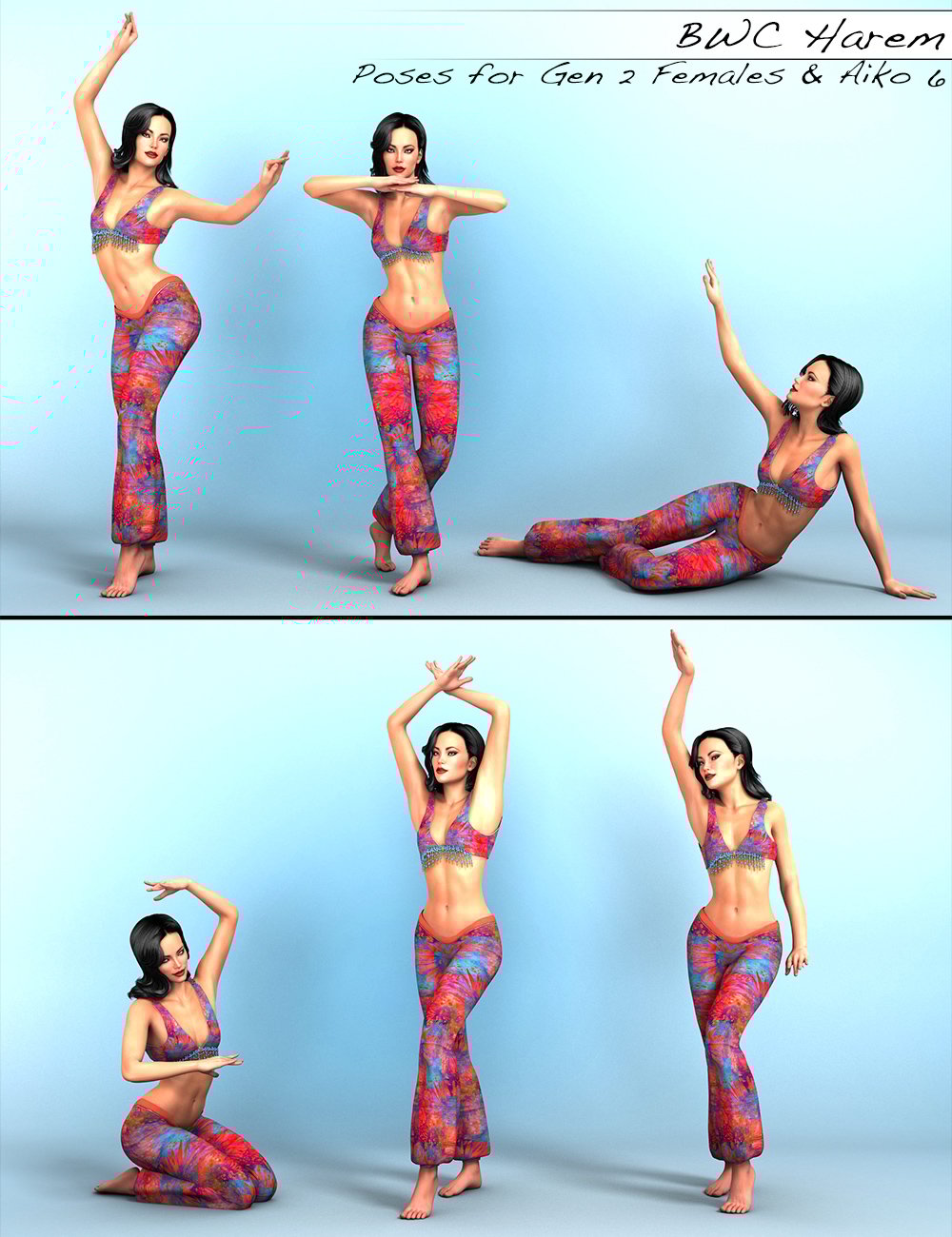 BWC Harem - Poses for Genesis 2 Female(s) and Aiko 6 BWC Harem - Poses for Genesis 2 Female(s) and Aiko 6 by: Sedor, 3D Models by Daz 3D