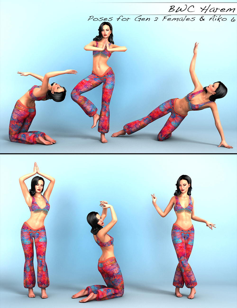 BWC Harem - Poses for Genesis 2 Female(s) and Aiko 6 by: Sedor, 3D Models by Daz 3D