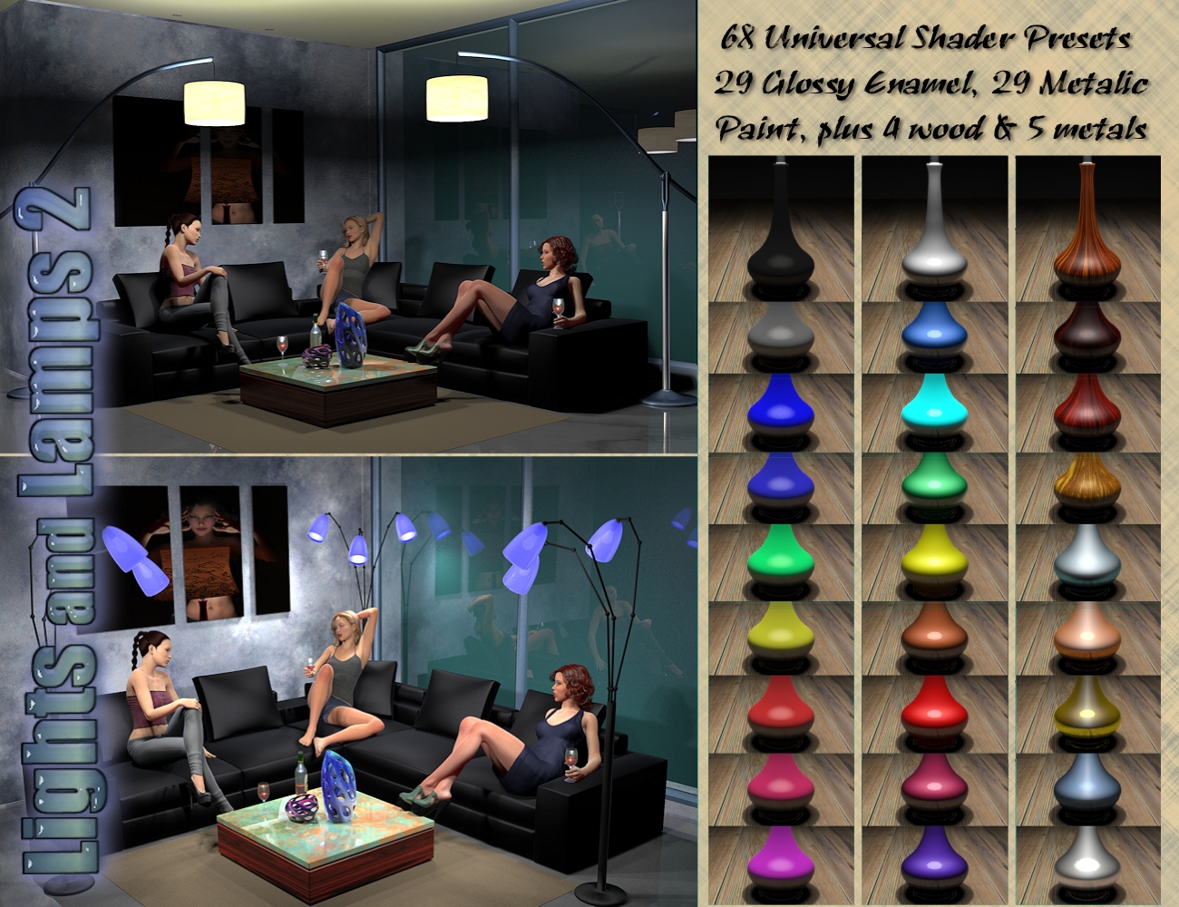 InaneGlory's Lights and Lamps 2 - Floor Lamps by: IDG DesignsInaneGlory, 3D Models by Daz 3D