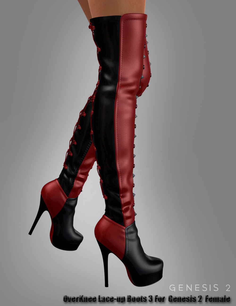 OverKnee Lace-up Boots 3 For Genesis 2 Female(s) | Daz 3D