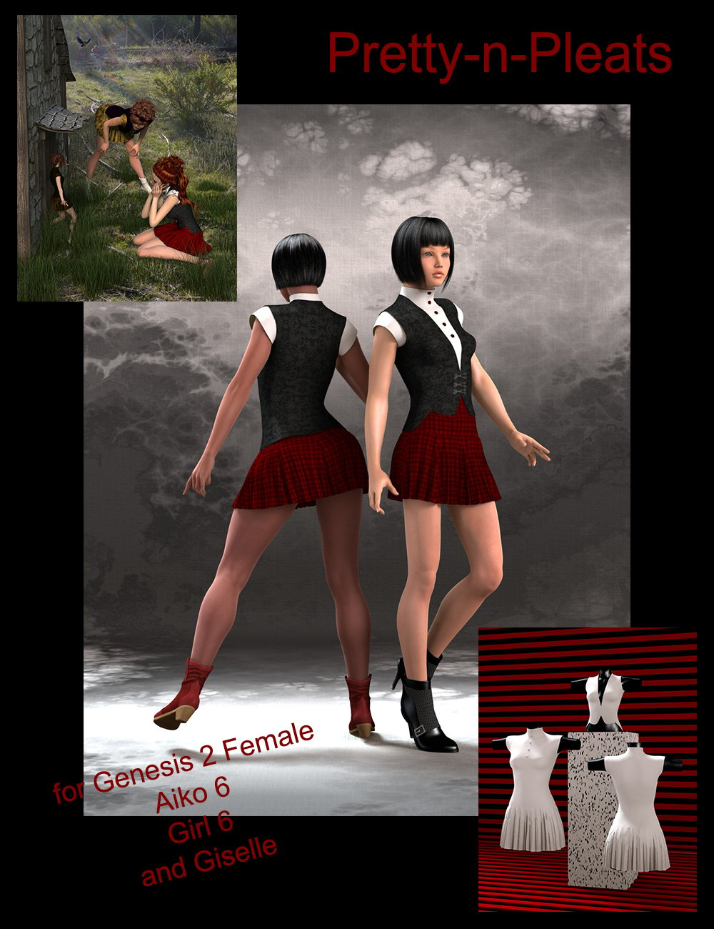Pretty-n-Pleats for Genesis 2 Female(s) by: Aave Nainen, 3D Models by Daz 3D