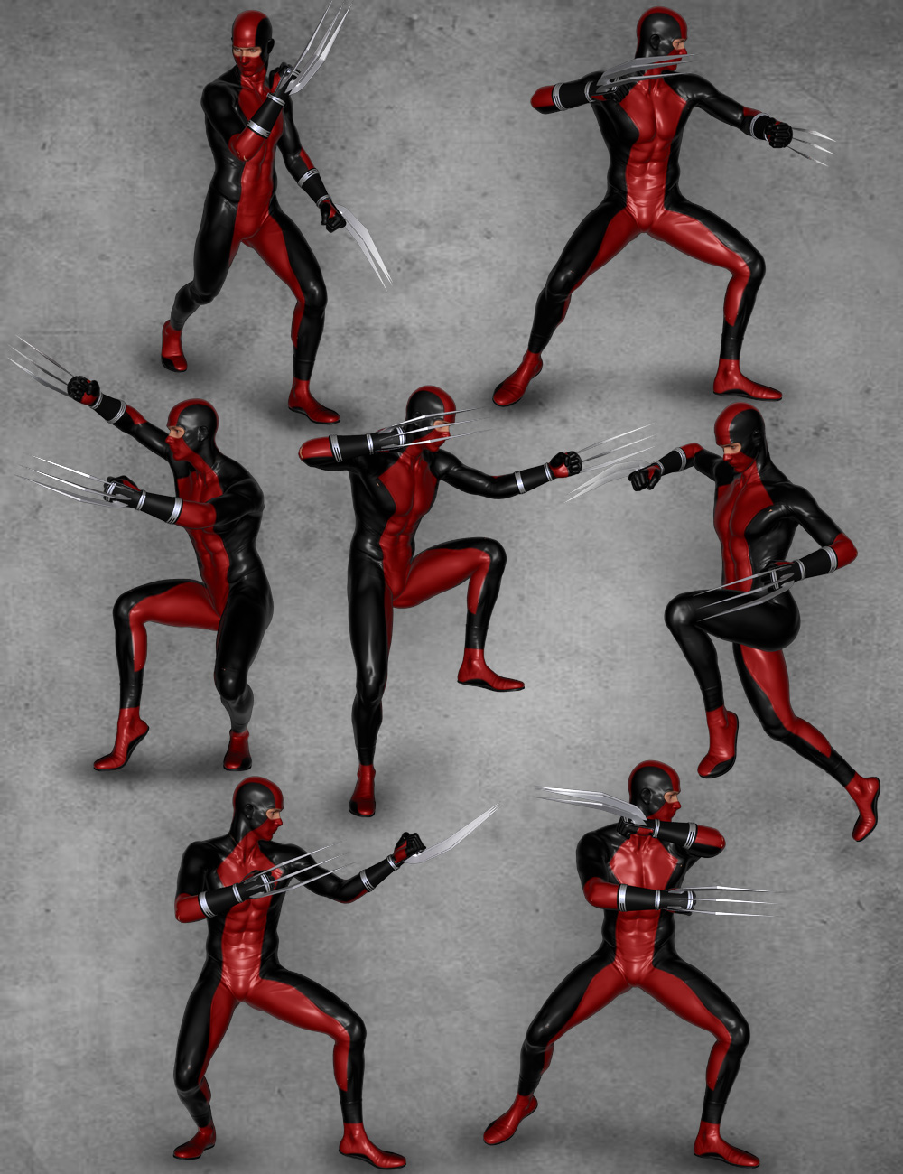 Modern Ninja Blades Poses for Genesis 2 Male(s) Daz 3D