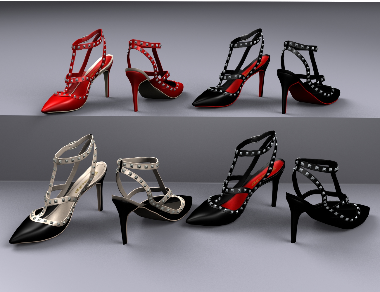 Studded Heels by: Dumor3D, 3D Models by Daz 3D
