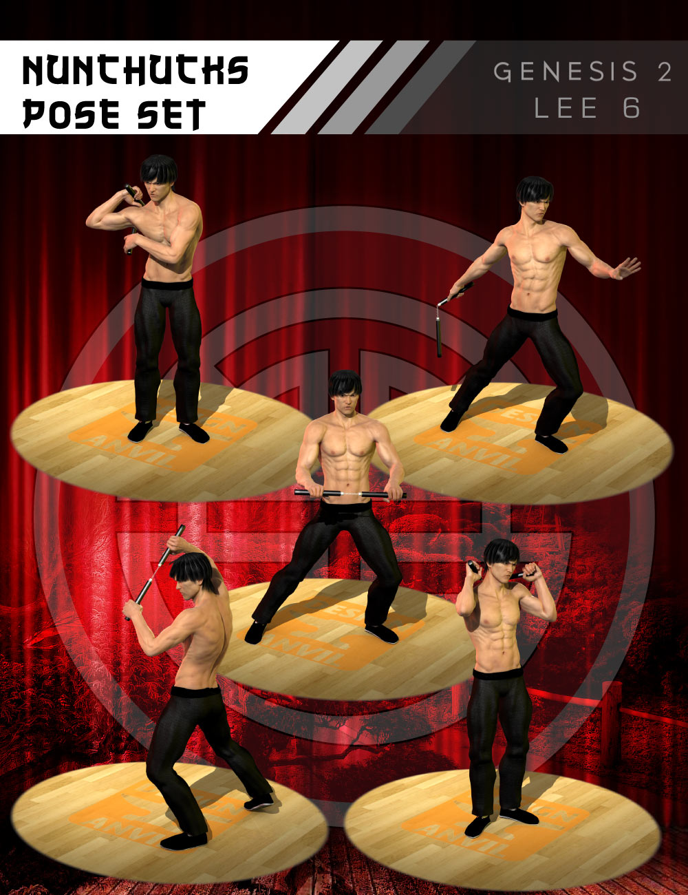 DA Nunchuck Pose Set for Lee 6 DA Nunchuck Pose Set for Lee 6 by: Design Anvil, 3D Models by Daz 3D