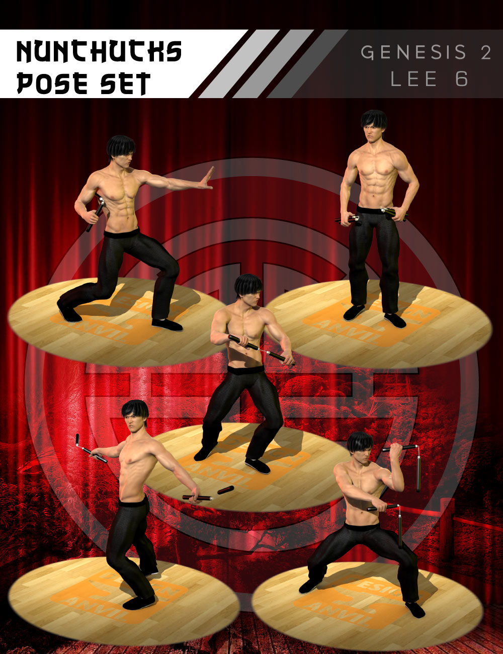 DA Nunchuck Pose Set for Lee 6 by: Design Anvil, 3D Models by Daz 3D