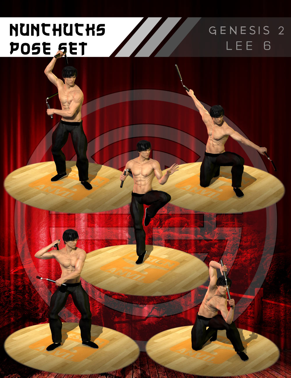 DA Nunchuck Pose Set for Lee 6 by: Design Anvil, 3D Models by Daz 3D