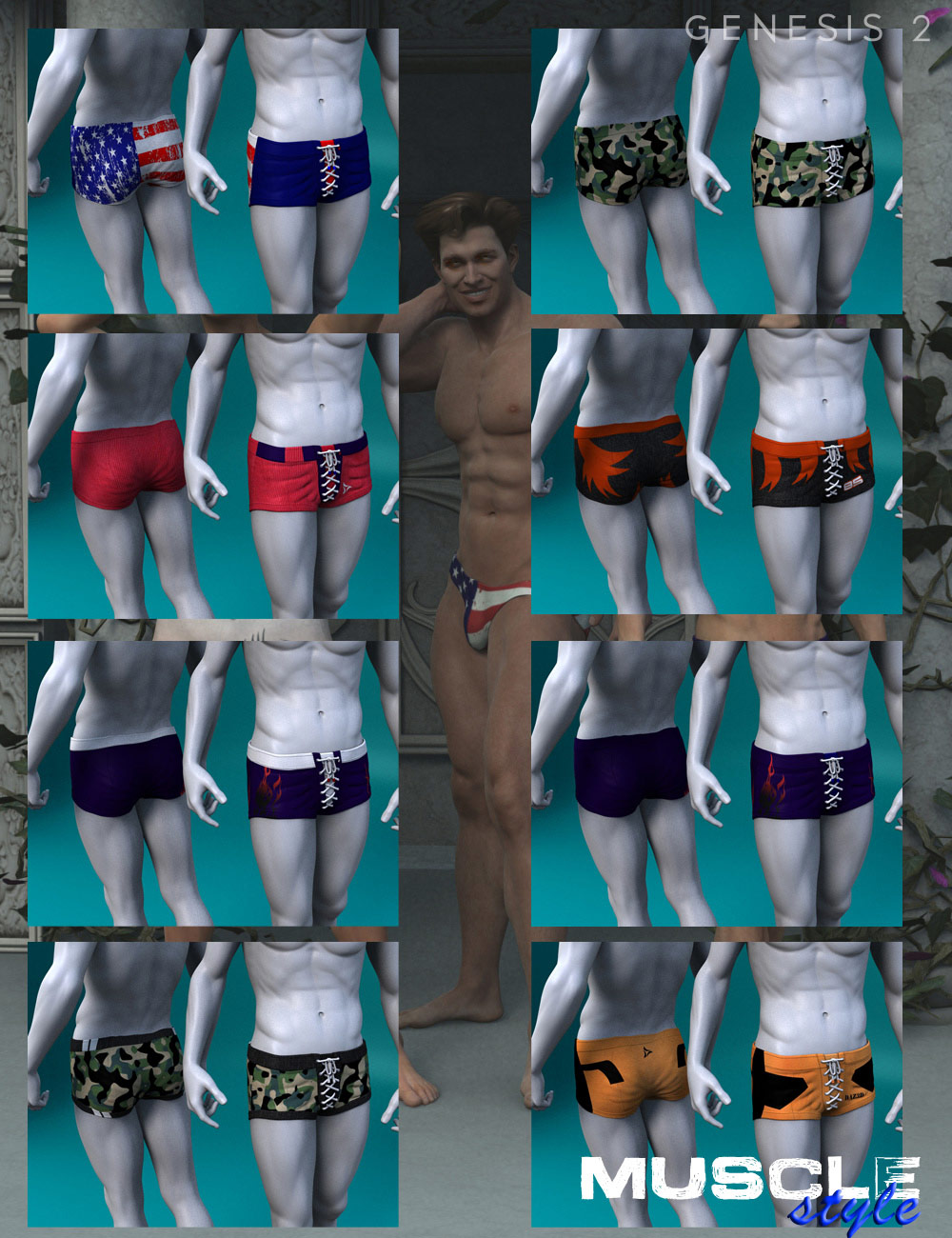 Muscle Style for SY Swimwear by: Muscleman, 3D Models by Daz 3D