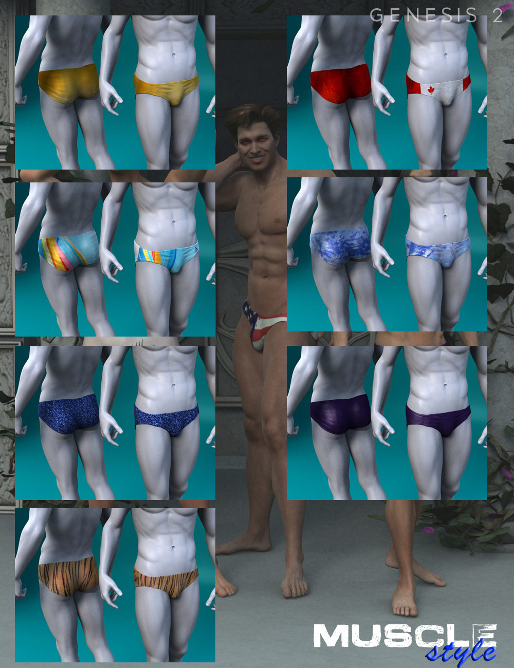Muscle Style for SY Swimwear by: Muscleman, 3D Models by Daz 3D