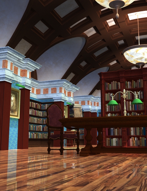 Vaulted Hall Library Bundle | Daz 3D