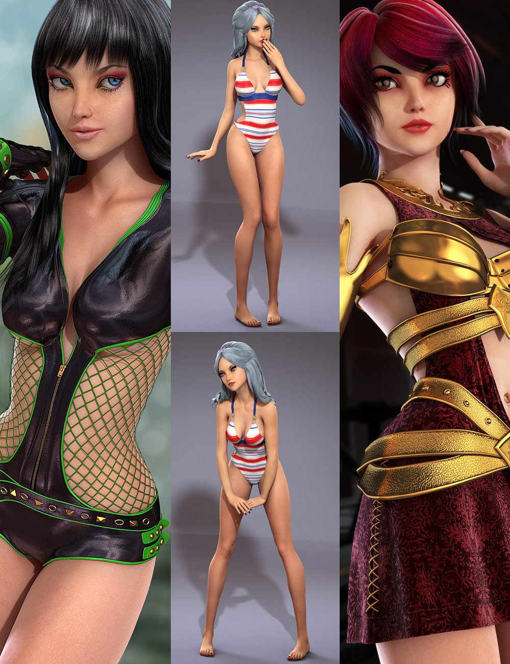 Aiko 6 Booster Pack Bundle by: , 3D Models by Daz 3D