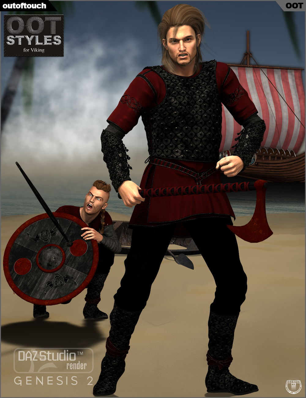 OOT Styles for Dark Viking for Genesis 2 Male(s) by: outoftouch, 3D Models by Daz 3D