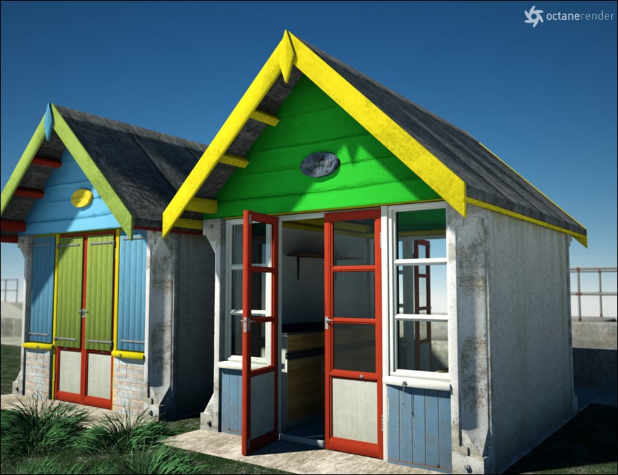 By the Seaside Beach Huts by: David BrinnenForbiddenWhispers, 3D Models by Daz 3D