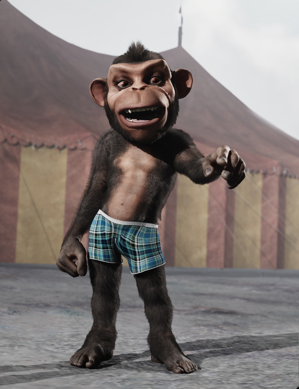 Darwin the Toon Chimp by: RawArt, 3D Models by Daz 3D