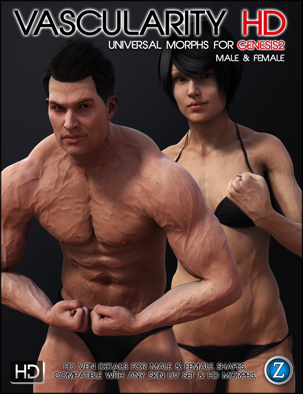 Vascularity HD for Genesis 2 Female(s) and Genesis 2 Male(s) by: Zev0, 3D Models by Daz 3D