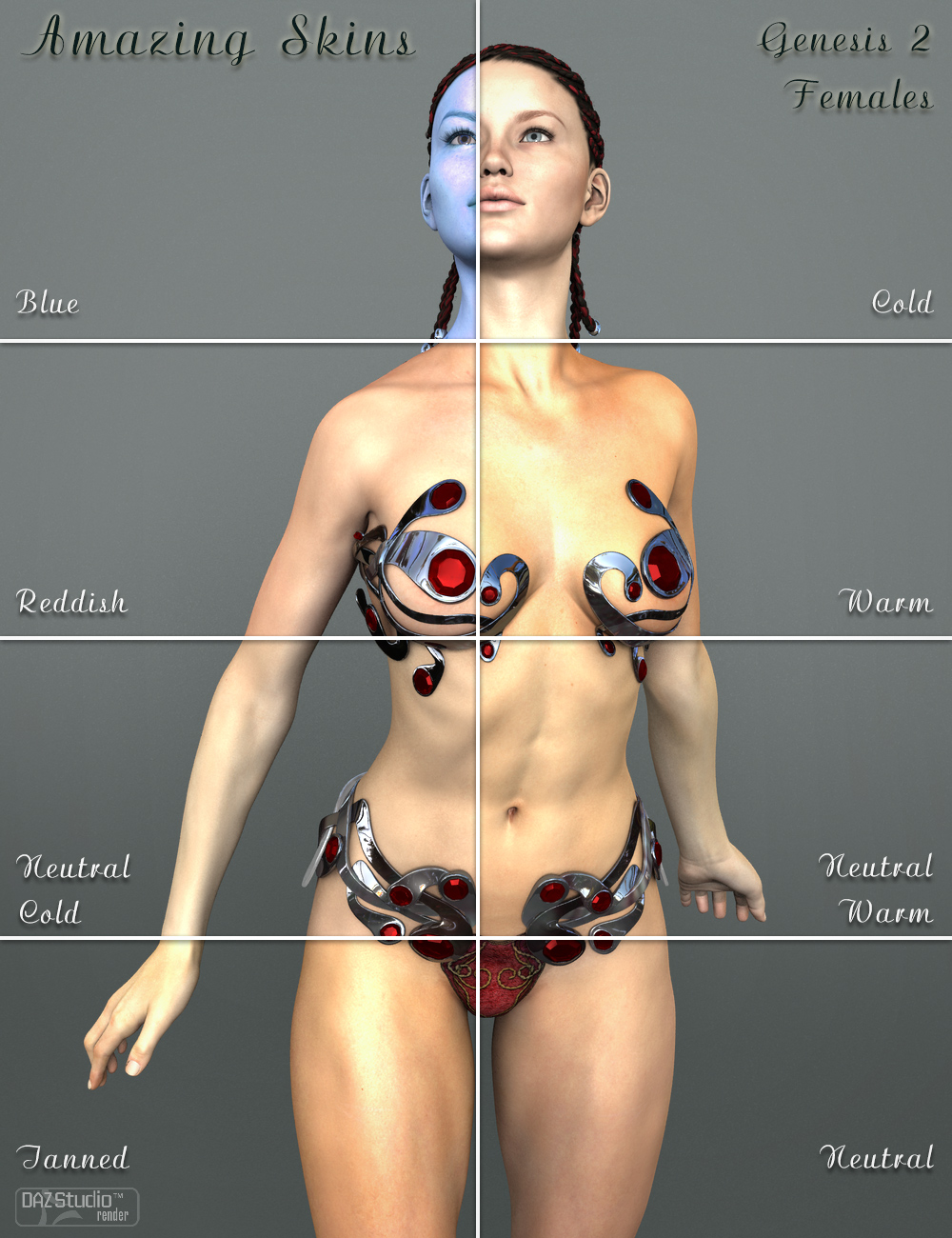 Amazing Skins For Genesis 2 Female(s) by: V3Digitimes, 3D Models by Daz 3D