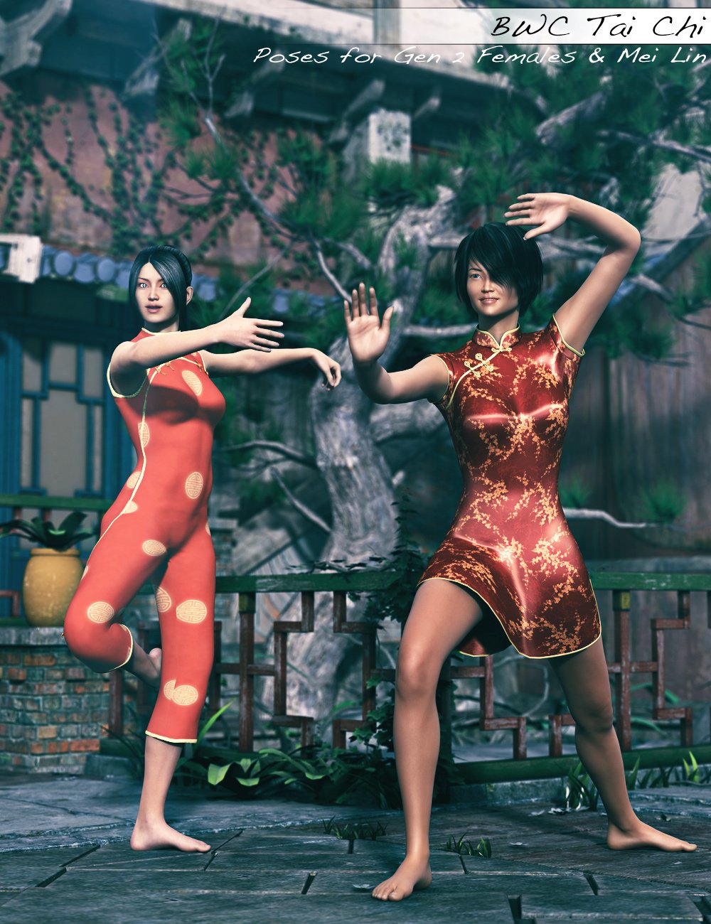 BWC Tai Chi - Poses for Mei Lin 6 and Genesis 2 Female(s) by: Sedor, 3D Models by Daz 3D