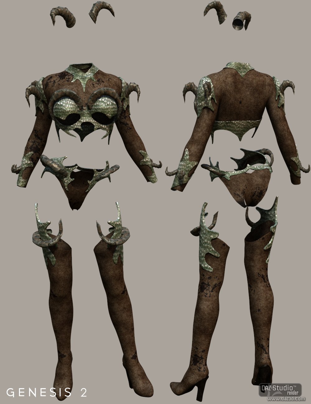 Draak Outfit for Genesis 2 Female(s) by: Nikisatez, 3D Models by Daz 3D
