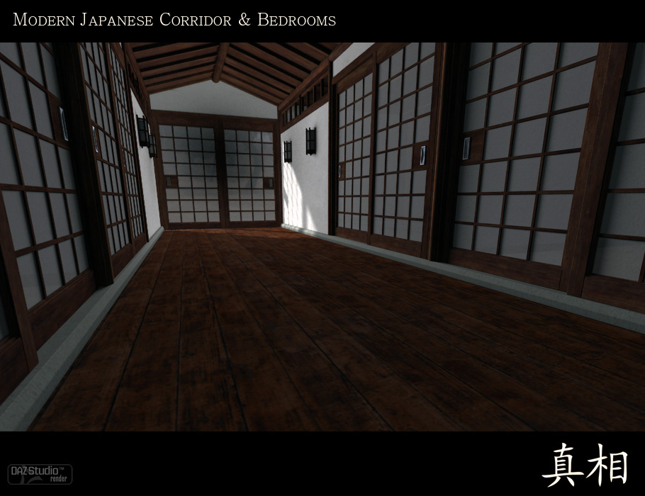 Japanese Corridor and Bedrooms Environment by: ForbiddenWhispersFWDesign, 3D Models by Daz 3D
