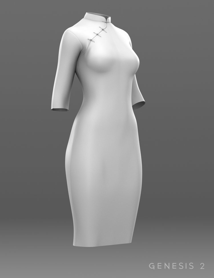 Cheongsam Dress for Genesis 2 Female(s) by: SarsaXena, 3D Models by Daz 3D