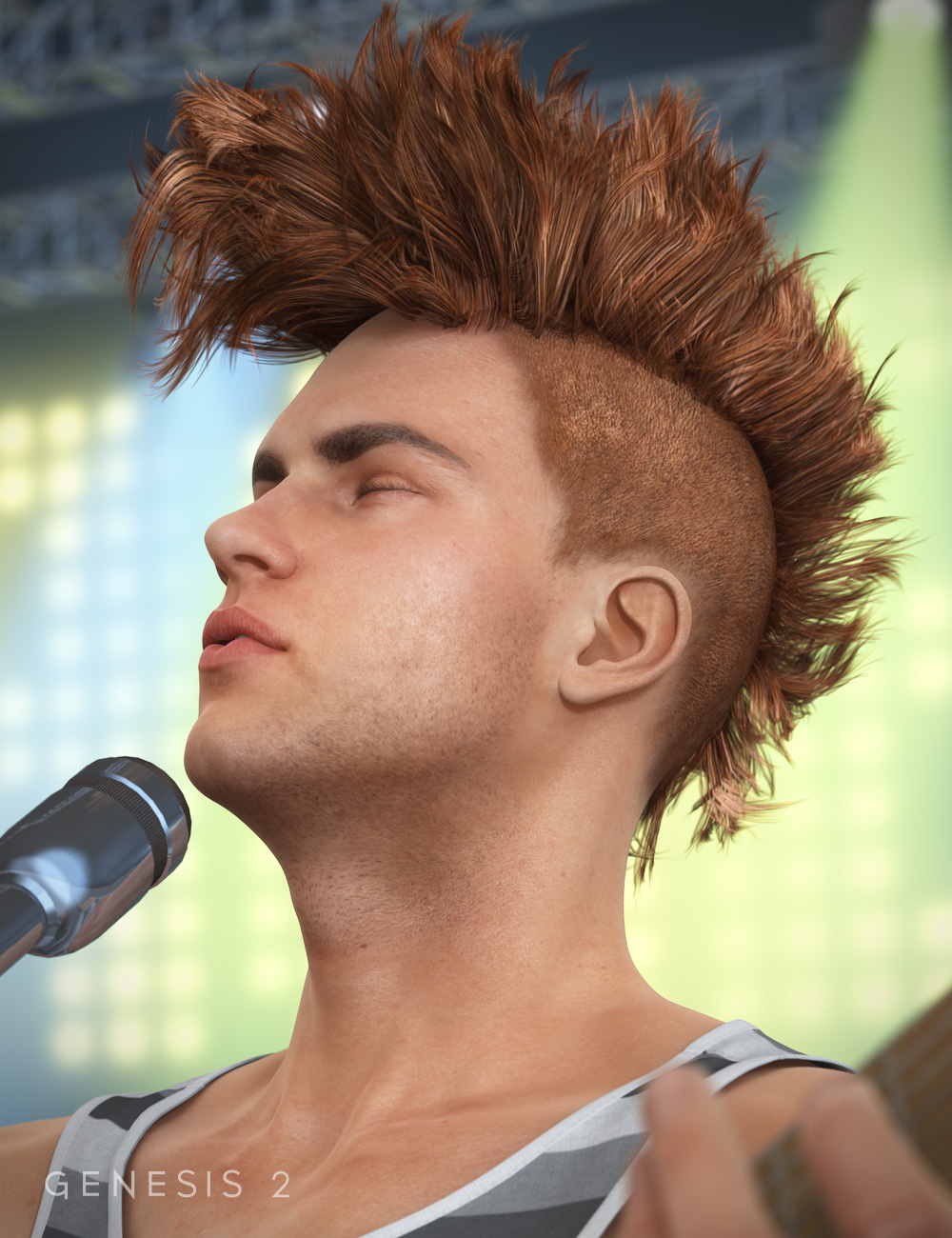 Gothic MoHawk Hair for Genesis 1 & 2 Male(s) by: goldtassel, 3D Models by Daz 3D