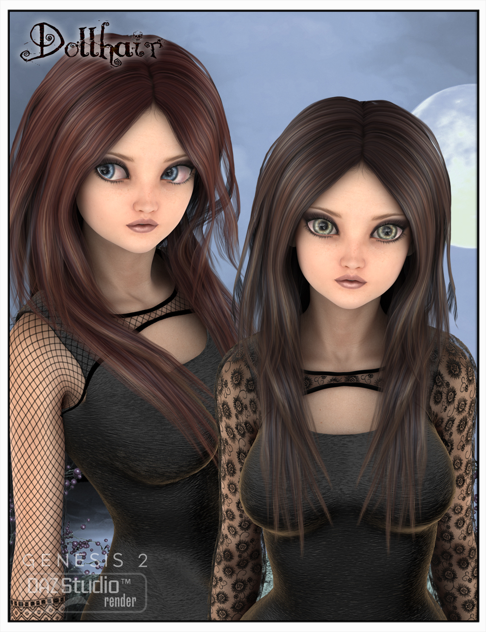 Doll Hair for Genesis 2 Female(s) and Victoria 4 by: SWAM, 3D Models by Daz 3D