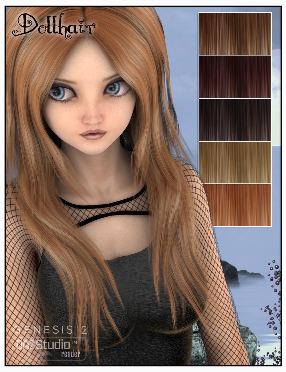 Doll Hair for Genesis 2 Female(s) and Victoria 4 by: SWAM, 3D Models by Daz 3D