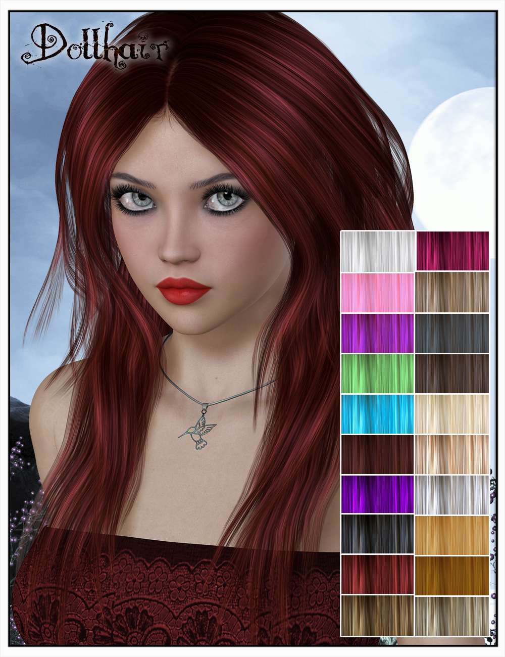 Doll Hair Colors by: SWAM, 3D Models by Daz 3D