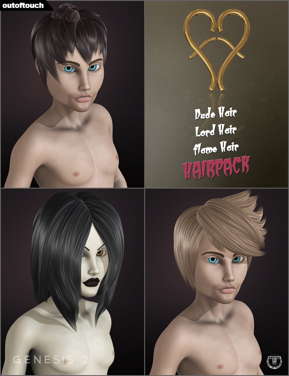 Fiends Forever Male Hairpack by: outoftouch, 3D Models by Daz 3D