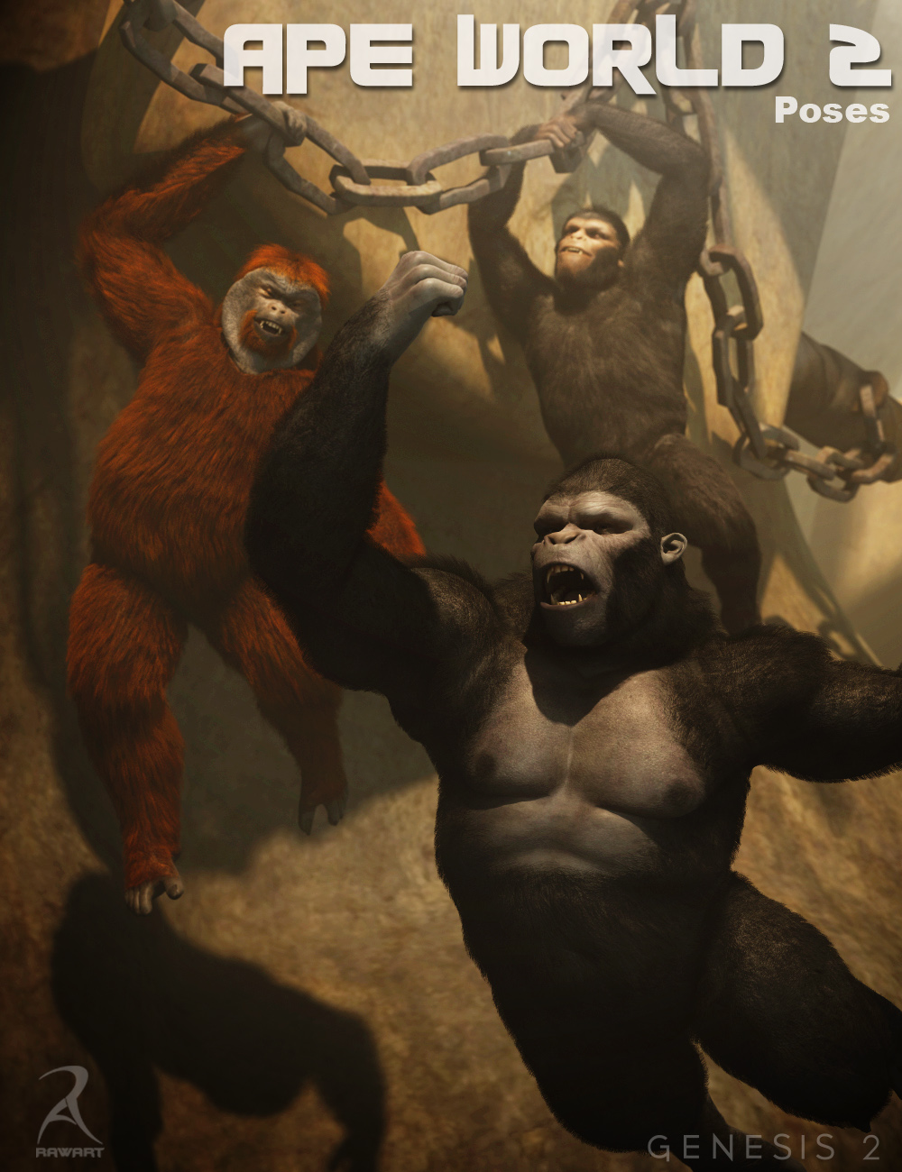 Ape World 2 - Poses by: RawArt, 3D Models by Daz 3D