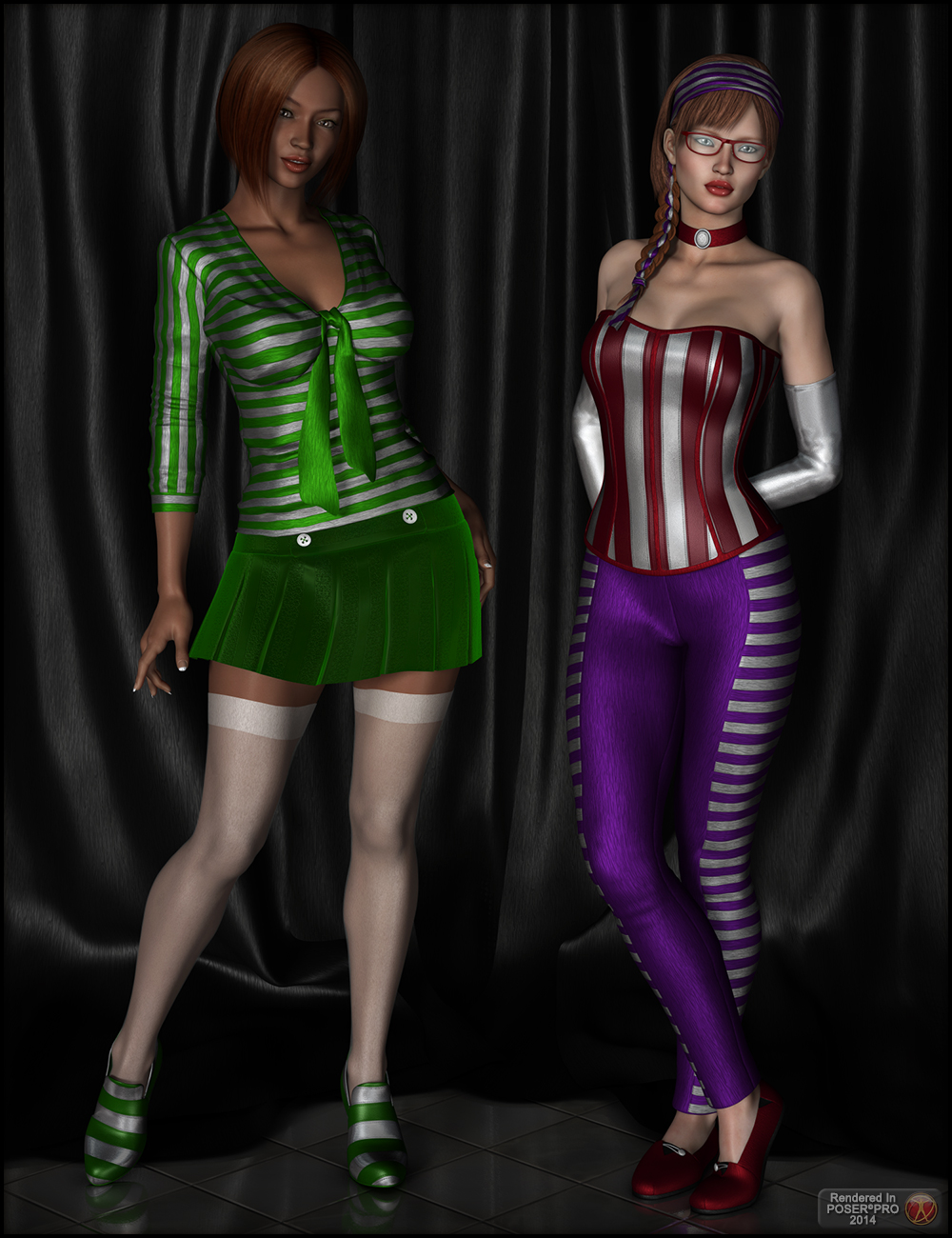 Fabulous Stripes - Shaders for DAZ Studio and Poser by: Fisty & Darc, 3D Models by Daz 3D