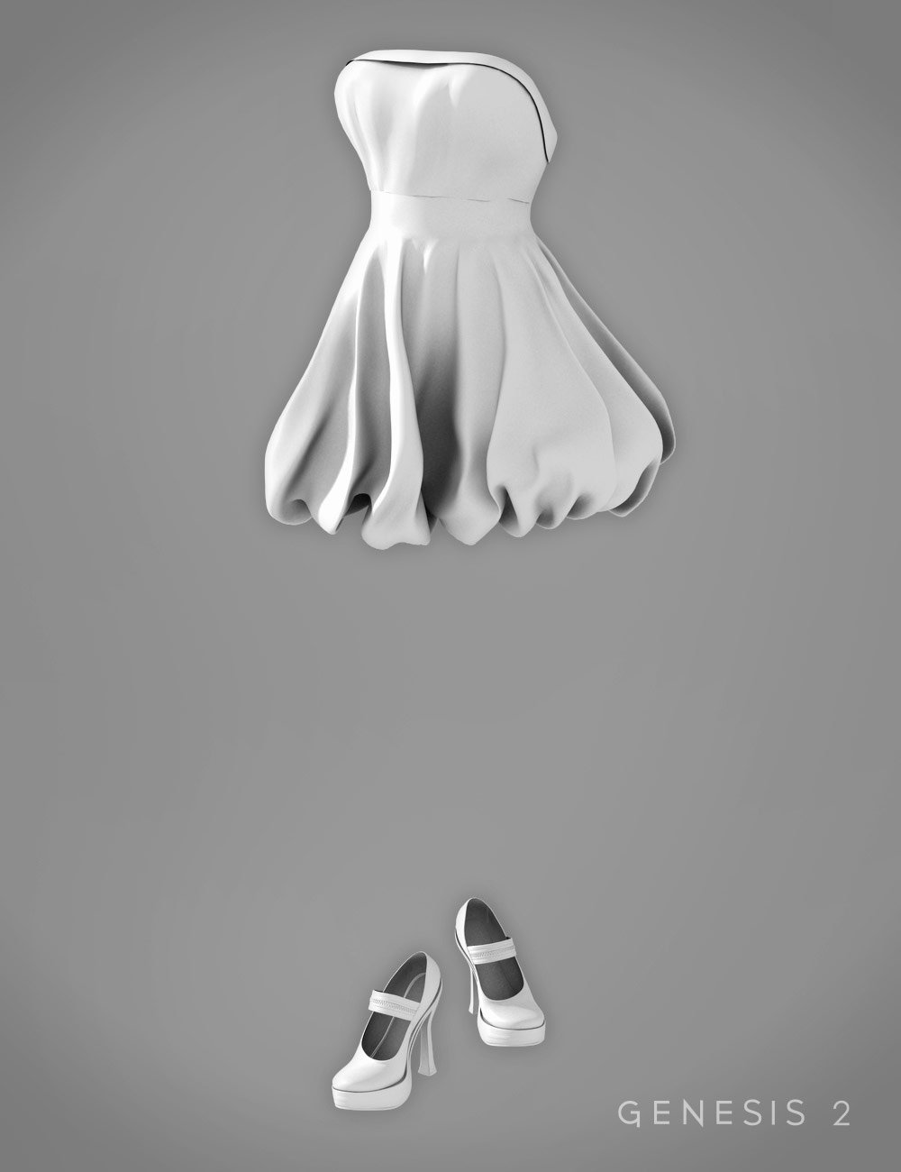 Stylish Bubble Dress for Genesis 2 Female(s) by: Barbara BrundonSarsa, 3D Models by Daz 3D