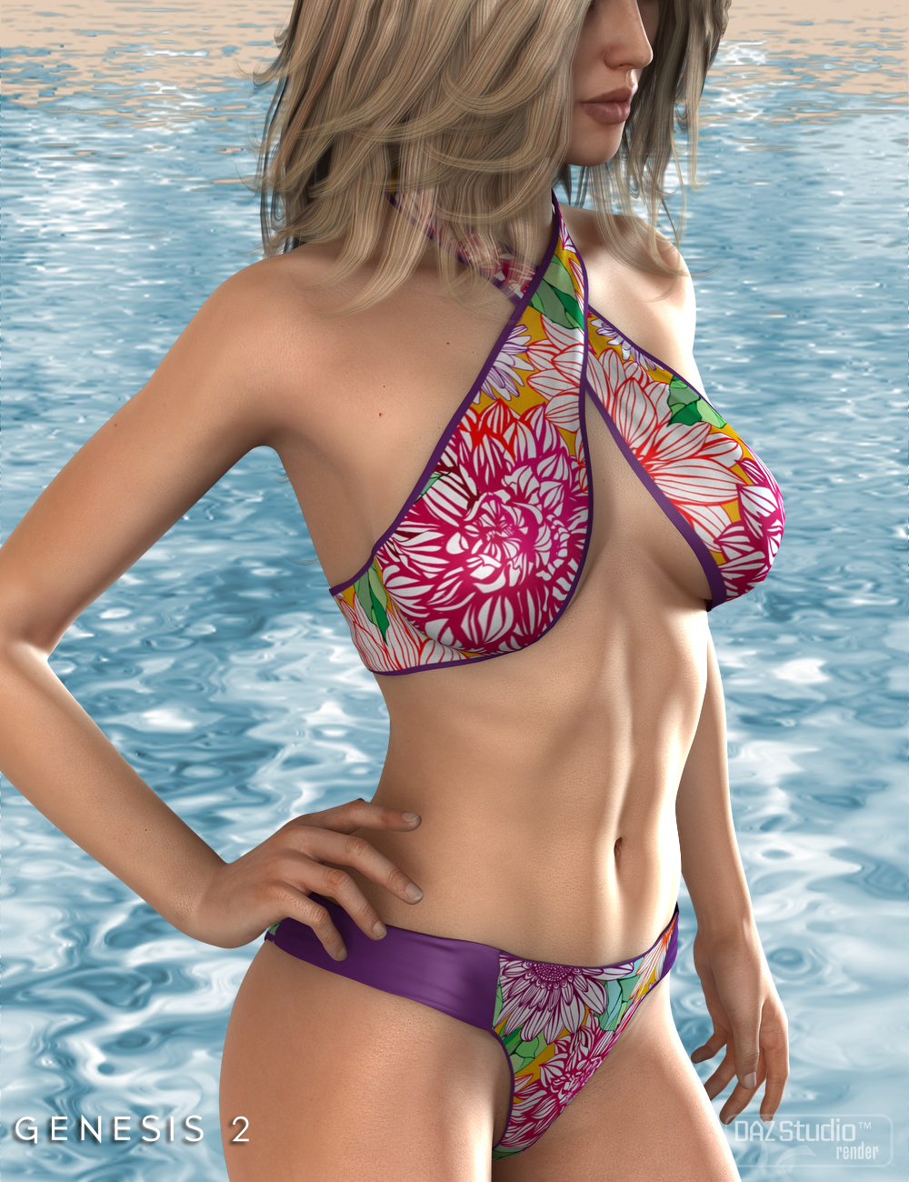Cross Halter Bikini for Genesis 2 Female(s) by: Nikisatez, 3D Models by Daz 3D