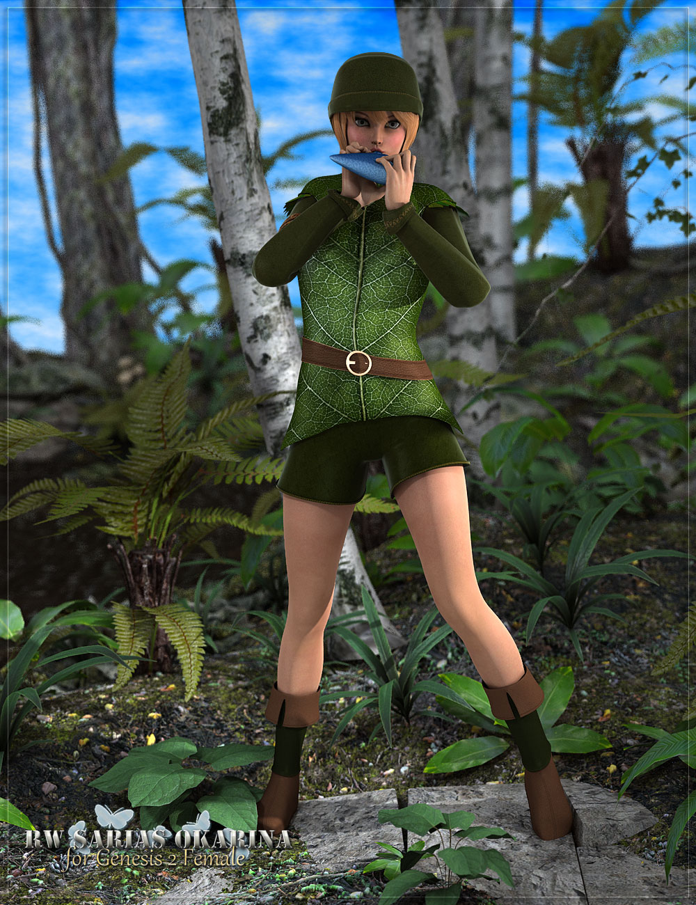 RW Sarias Okarina Prop & Poses for Genesis 2 Female(s) by: Renderwelten, 3D Models by Daz 3D