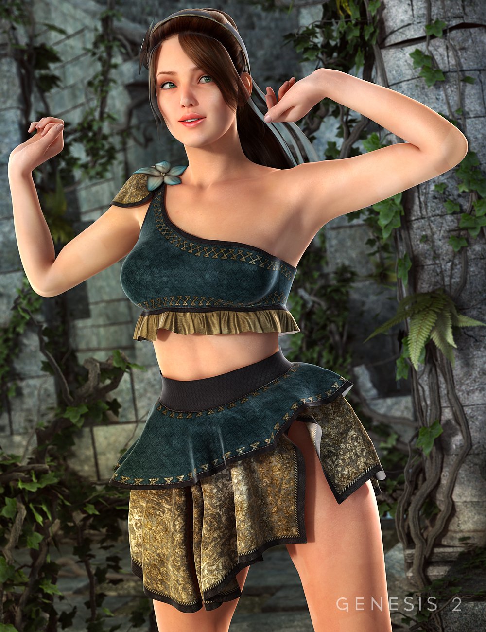 Druidic Princess Outfit for Genesis 2 Female(s) by: Barbara BrundonSarsa, 3D Models by Daz 3D