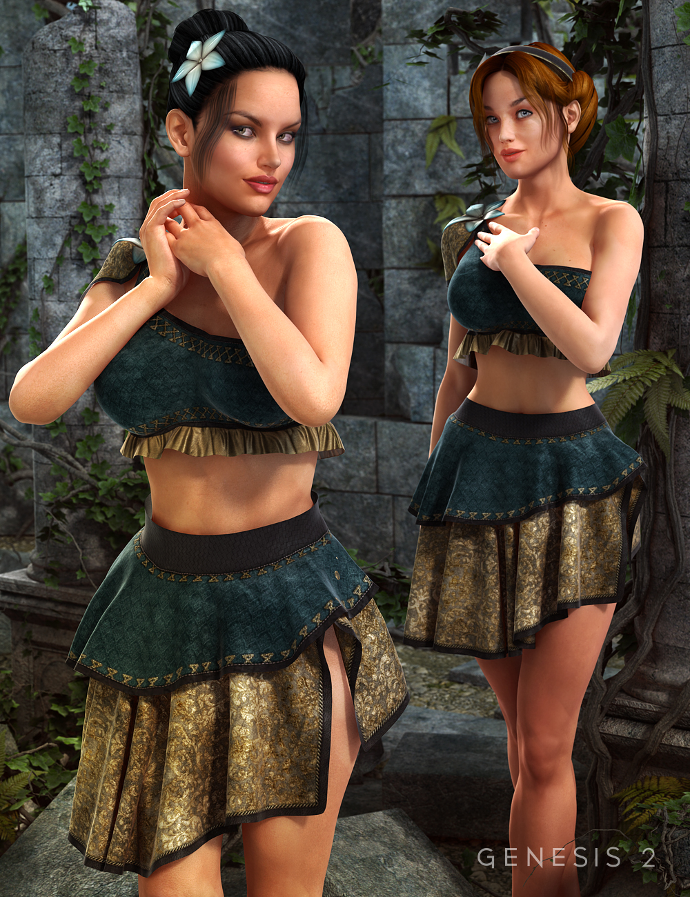 Druidic Princess Outfit for Genesis 2 Female(s) by: Barbara BrundonSarsa, 3D Models by Daz 3D